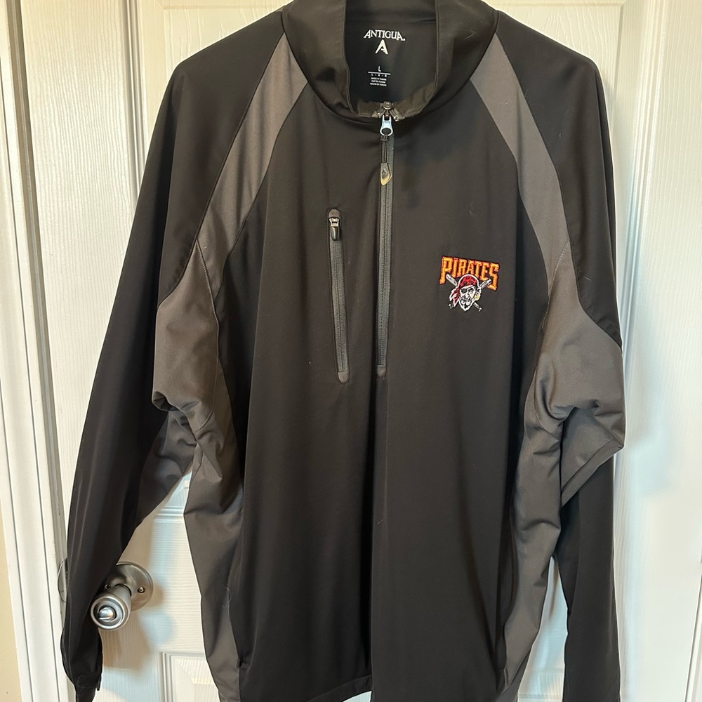 Antigua Men's Black and Gray Pirates Windbreaker